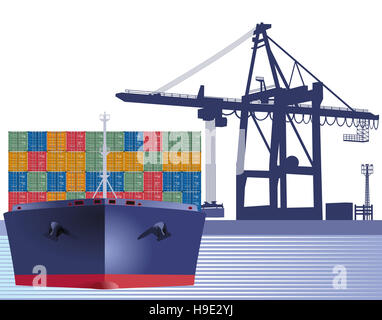 Ship with containers Stock Photo