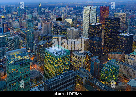 An Aerial of Toronto city center after dark Stock Photo