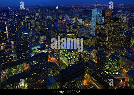 An after dark aerial of Toronto city center Stock Photo