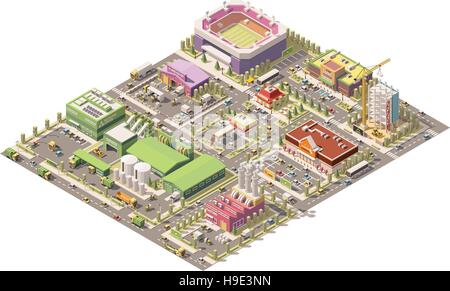 Vector isometric low poly city Stock Vector