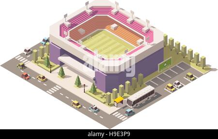 Vector isometric low poly soccer stadium Stock Vector