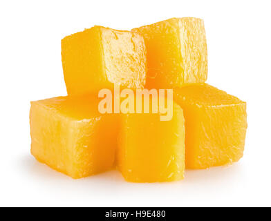 mango cube slices isolated on the white background. Stock Photo