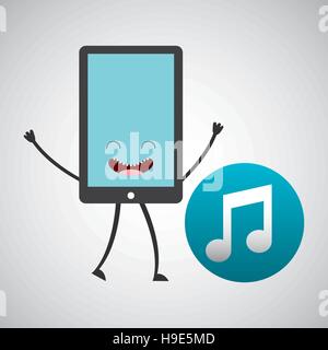 smartphone cartoon with music note sound vector illustration eps 10 Stock Vector