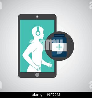 healthcare app bottle capsule medicine graphic vector illustration eps 10 Stock Vector