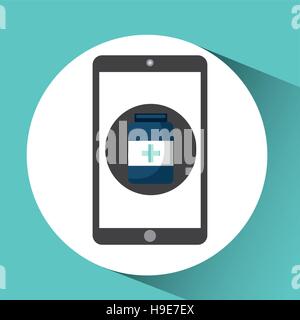 healthcare app bottle capsule medicine graphic vector illustration eps 10 Stock Vector