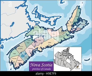 Map of Nova Scotia Stock Vector