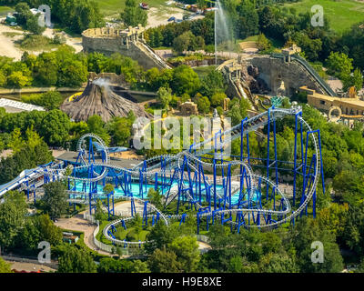 Aerial photo, leisure park Gardaland, roller coaster, Garda lake, Lago di Garda, Ronchi, Northern Italy, Veneto, Italy IT Europe Stock Photo