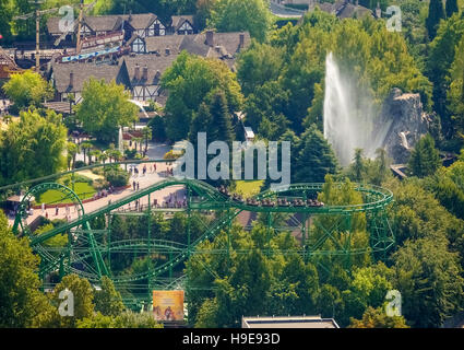 Aerial photo, leisure park Gardaland, roller coaster, Garda lake, Lago di Garda, Ronchi, Northern Italy, Veneto, Italy IT Europe Stock Photo