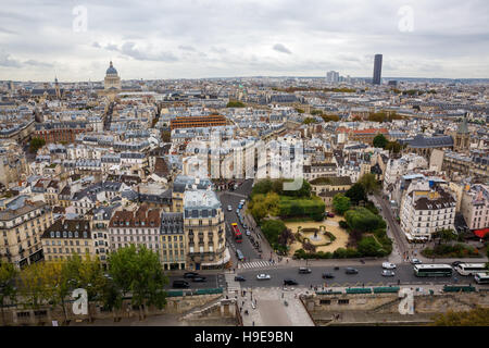 aerial view over Paris, France Stock Photo