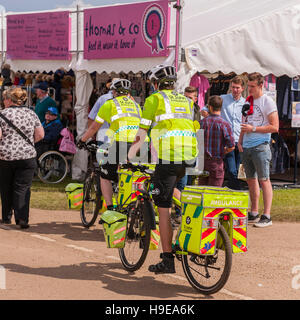 St John Ambulance cycle response unit at the Royal Norfolk Show in the Showground , Norwich , Norfolk , England , Britain , Uk Stock Photo