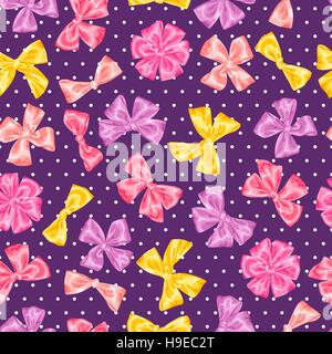 Seamless pattern with pink bows, ribbons and dots.Stock  illustration.Festive background for packaging,design Stock Vector Image &  Art - Alamy