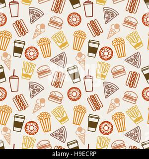 Fast food seamless pattern. vector illustration - eps 8 Stock Vector