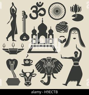 India Exotic icons set. vector illustration - eps 8 Stock Vector