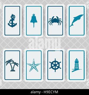 nautical invitation card set. vector illustration - eps 10 Stock Vector