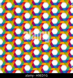 rainbow hexagon seamless pattern with clipping mask. vector illustration - eps 10 Stock Vector