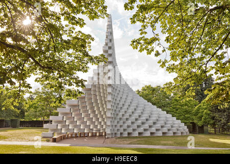 July 2016 - London, England : The Serpentine Gallery Pavilion, designed by Danish architects BIG (Bjarke Ingels Group) at Hyde Park on 28 July 2016 in Stock Photo