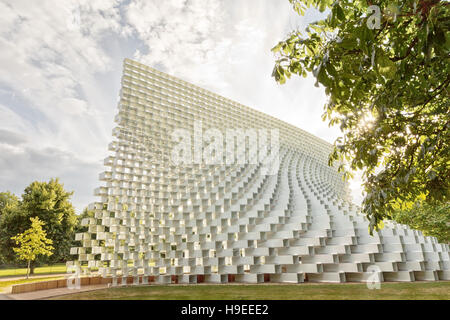 July 2016 - London, England : The Serpentine Gallery Pavilion, designed by Danish architects BIG (Bjarke Ingels Group) at Hyde Park on 28 July 2016 in Stock Photo