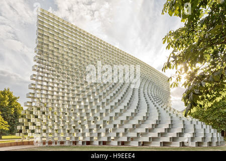 July 2016 - London, England : The Serpentine Gallery Pavilion, designed by Danish architects BIG (Bjarke Ingels Group) at Hyde Park on 28 July 2016 in Stock Photo