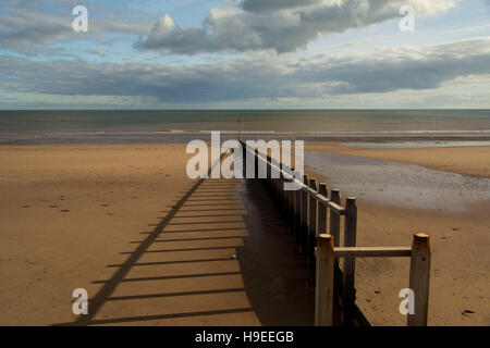 Sea defence groyne on Dawlish Warren, Devon, UK Stock Photo