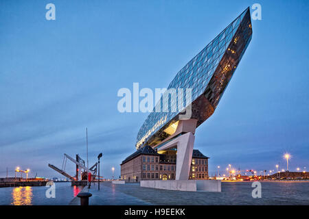 Antwerp, Belgium - October 2016: The new Port House in Antwerp repurposes, renovates into a new headaquarters for the port, creates by Zaha Hadid, her Stock Photo