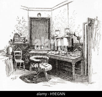The dressing room of Sir Herbert Beerbohm Tree, 1852 – 1917.  English actor and theatre manager. Stock Photo