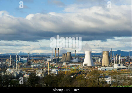 The Grangemouth oil refinery Scotland. Grangemouth Ineos is the largest manufacturing site by volume of products. Stock Photo