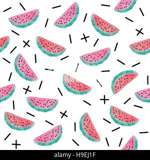 Vector. Seamless pattern with hand drawn watercolor fruits. Cute fruits isolated on white background. Seamless pattern with fruits for your design Stock Vector