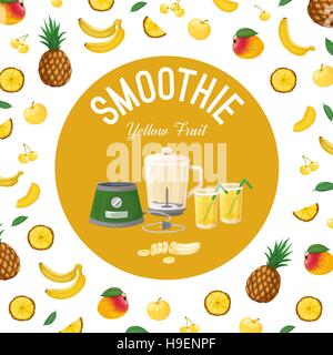 Smoothies. Fruit yellow. Vector illustration made in a realistic style. Stock Vector
