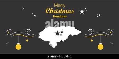 Merry Christmas illustration theme with map of Honduras Stock Vector