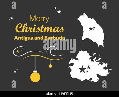 Merry Christmas illustration theme with map of Antigua and Barbuda Stock Vector