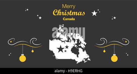 Merry Christmas illustration theme with map of Canada Stock Vector