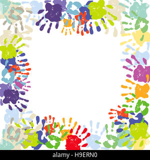 colorful handprints Stock Photo