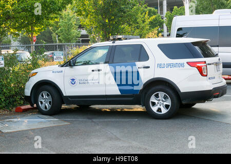 U.S. Customs and Border Protection vehicle at Lake Union in Seattle. Stock Photo