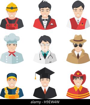 People Professions set Vector Flat Icons isolated on white Stock Vector