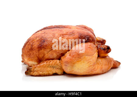 a roast turkey or a roast chicken on a white background Stock Photo