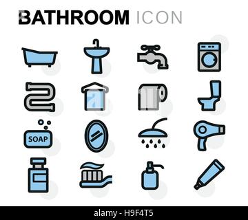 Bathroom flat icons on white background, stock vector Stock Vector ...
