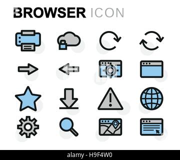 Vector flat browser icons set on white background Stock Vector