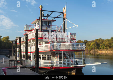 The Harriott II riverboat anchored in Riverfront Park in Montgomery, Alabama. Stock Photo