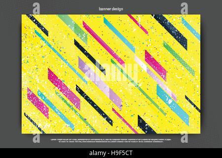 abstract, colorful, striped frame over grey paper. vector geometric, fashion wallpaper template. cool design backdrop. vector, yellow advertising bann Stock Vector