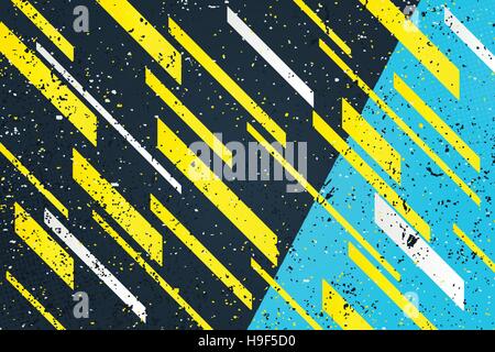 abstract, yellow stripes over blue background. vector geometric, dynamic wallpaper template. active design backdrop. grunge, vector business cards lay Stock Vector