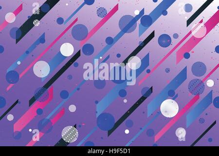 abstract, white circles and colorful stripes over violet background. vector dynamic wallpaper template. active design backdrop. vector business cards Stock Vector