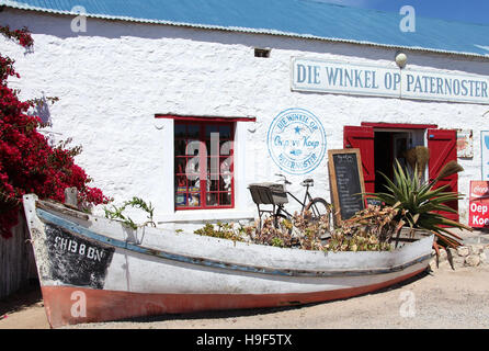 Village store in a former shark liver oil factory at Paternoster in the Western Cape of South Africa Stock Photo
