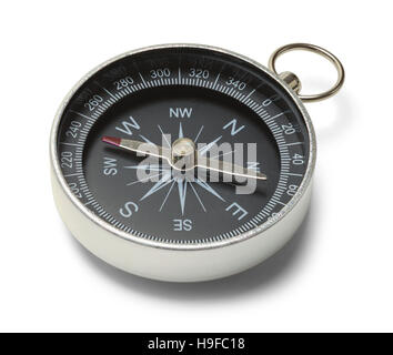 Silver Metal Compass Isolated on White Background. Stock Photo