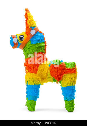 Donkey Pinata Side View Isolated on White Background. Stock Photo