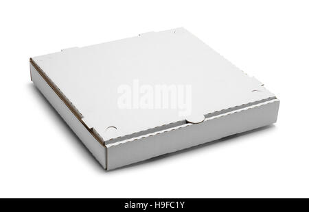 Closed Pizza Box Isolated on Whote Background. Stock Photo
