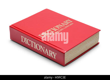 Closed Red English Dictionary Isolated on White Background. Stock Photo