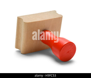 Red Wood Rubber Stamper Isolated on White Background. Stock Photo