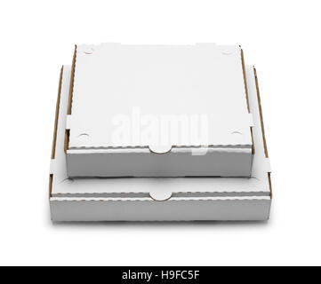 Stack of Two Pizza Boxes Isolated on White Background. Stock Photo