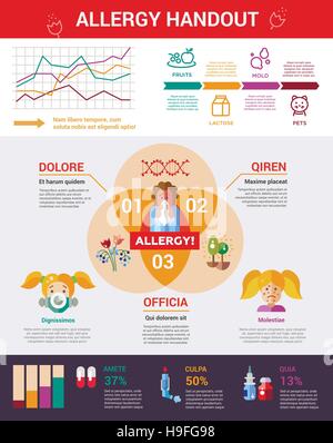 Allergy Handout - vector flat design allergy and allergen infographics elements Stock Vector