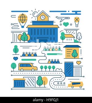 City Life - line design composition Stock Vector